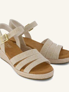 NWT TOMS Julia Wedge Sandal in Champagne Sparkle - Size 8.5